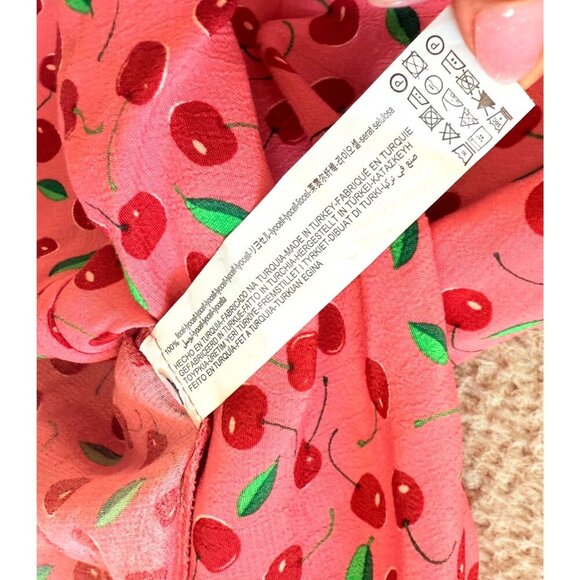 Zara Pink Cherry Dress Cherries All Over Print Retro Pinup - Picture 13 of 16